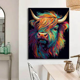 Painting by numbers: Highland cattle in vibrant colors